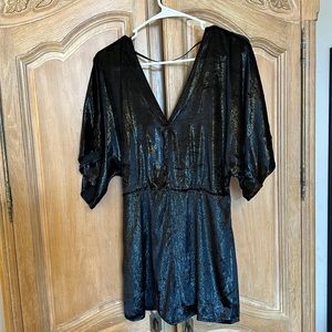 Black metallic romper